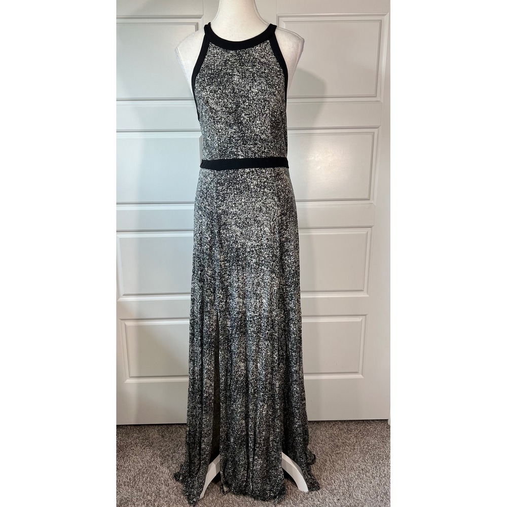 Silence + Noise Maxi Dress Black White Sleeveless Party Evening Gown Medium